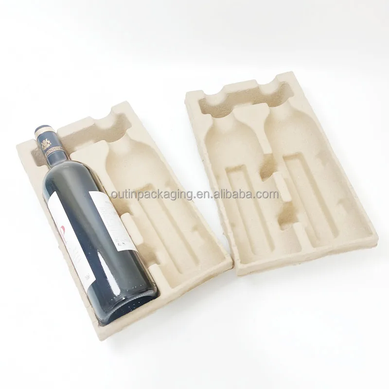 Custom Biodegradable Paper Pulp Molded 2 Wine Bottle Tray Shippers for ...
