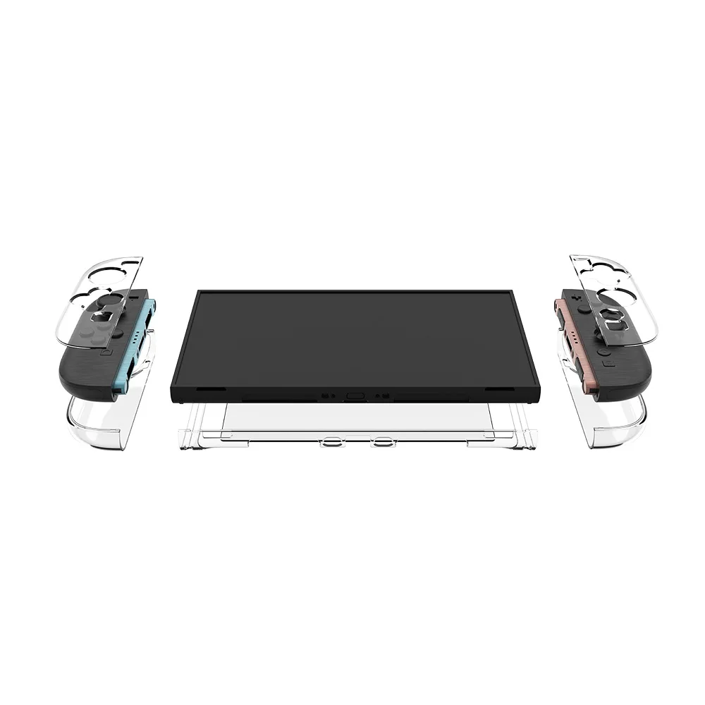 product laudtec lightweight shockproof clear game console split protective case crystal transparent pc shell for nintendo switch 2-5