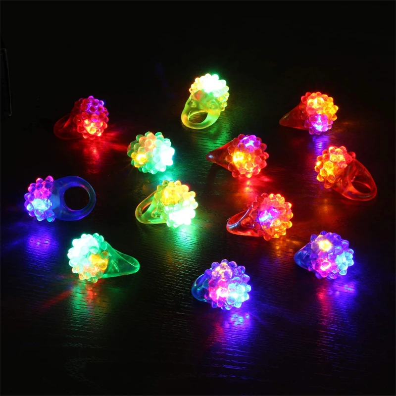 Flashing Led Bumpy Rubber Rings for Party Favors Jelly Bubble Light up Finger Toy