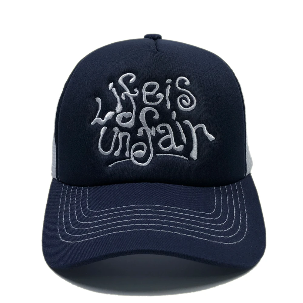 ODM High Quality Custom Embroidered logo for Unisex Sports Football Wear 5 Panel Sun protection Two Tone Foam Mesh Trucker Hats