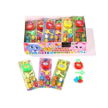 Wholesale OEM Halal Fruit Colourful Jelly Bean Funny  Lock & Key Set Toys With Candy For Kids