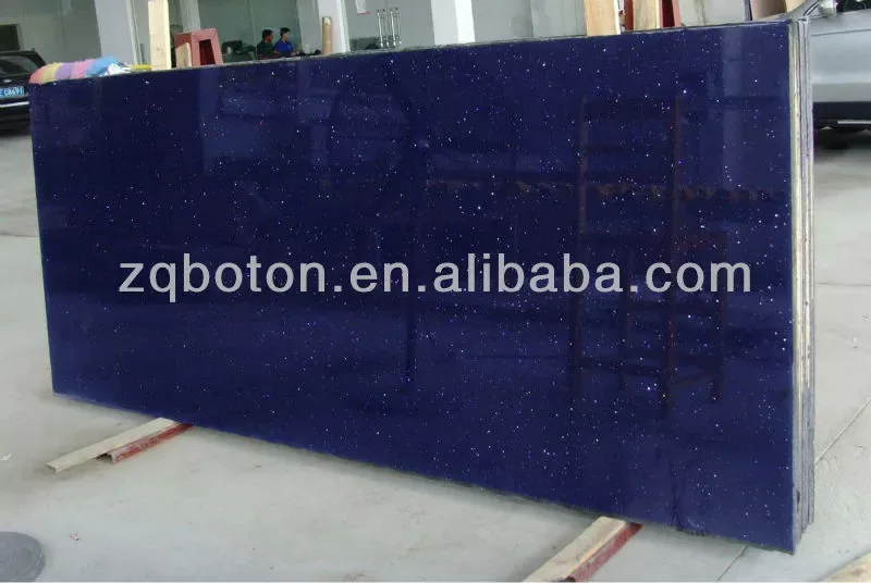 BOTON STONE Recycle Blue Startlight Table Top Stone Slab Crystal Blue Quartz Countertops
