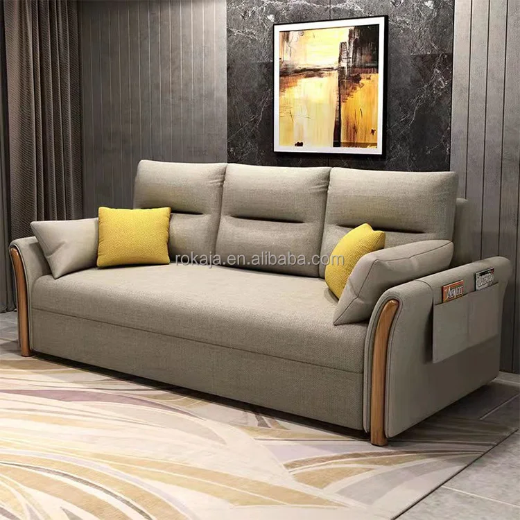 Modern Folding Sofa Bed Fabric Stretch Sofa Bed With Storage Space