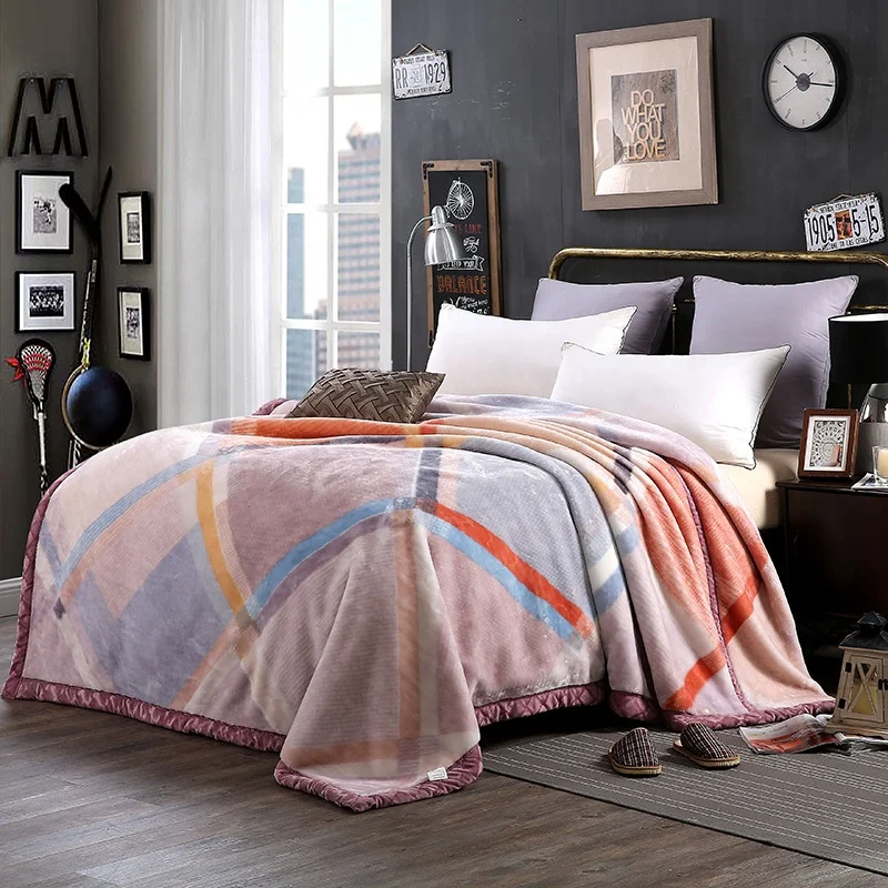 wholesale home micromink blanket printed winter thick bedding