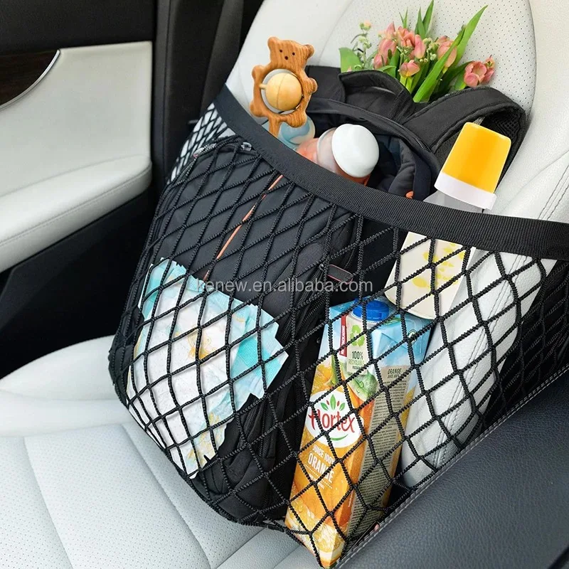 Versatile Elastic Car Net Front Seat Organizer Car Seat Net Organizer Purse Handbag Holder Car Storage Automobile Mesh Net