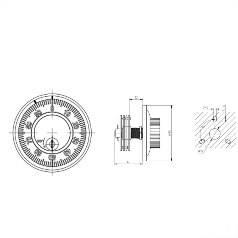 Vault Box Cash Box ATM Machine Safe Lock Round Disc Mechanical Safe Combination Lock for Safe Deposit