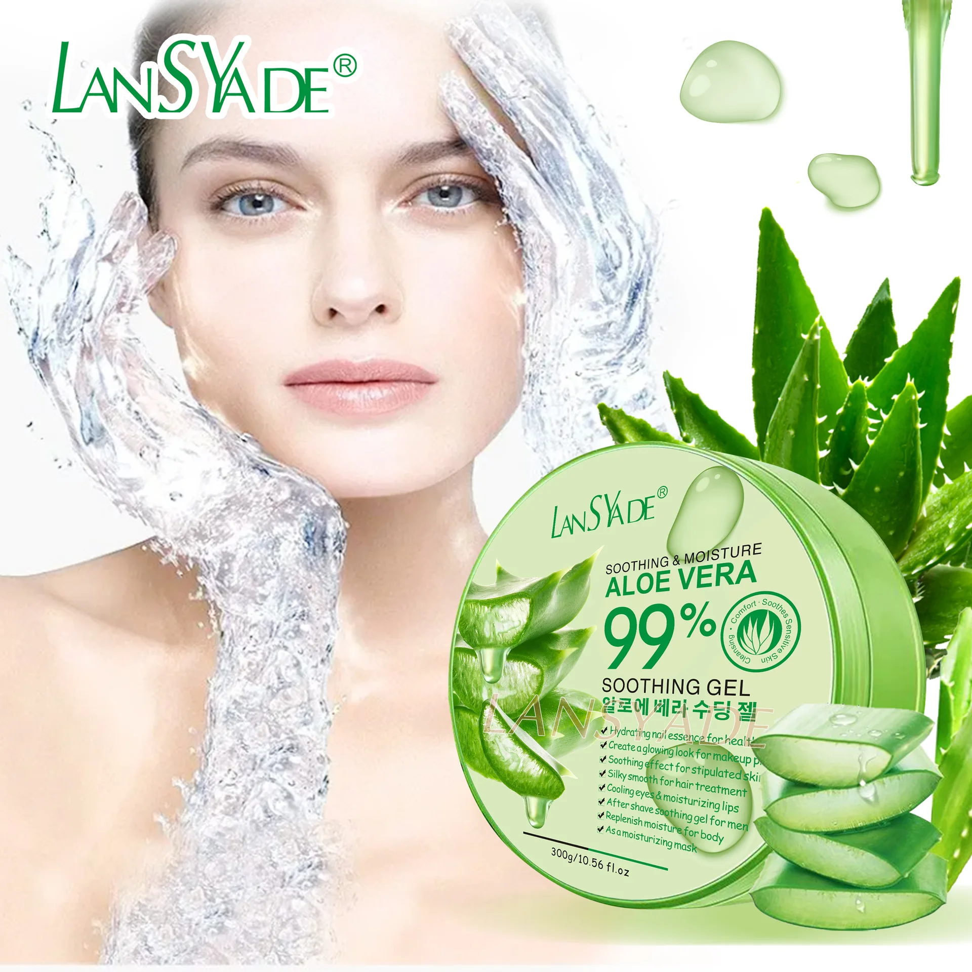 Wholesale Organic Pure Korea Aloe Vera Gel 300g Hydrating Whitening Face  Cream Soothing Gel Sun Repair Fresh Jelly Sleeping Mask