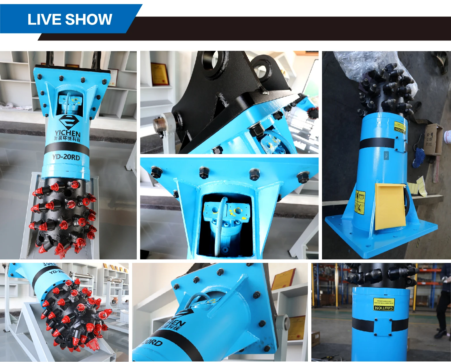 YD-10RD Customized Shatter-Proof Metal Frame Easy Installation Tunneling Excavator Drum Cutter Attachment for Loader Attachments details