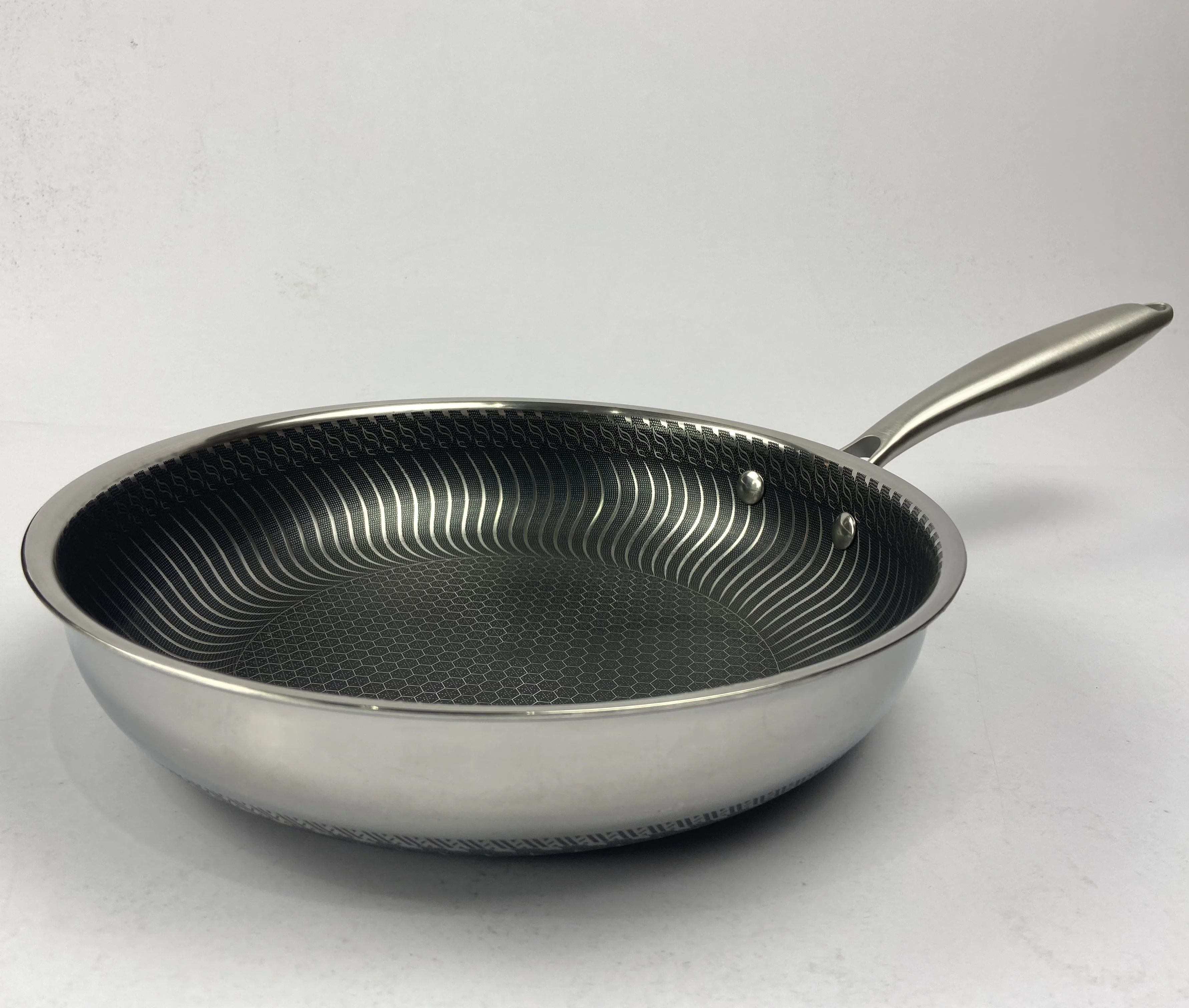 26 28 30 32cm Grill pan Food grade 304 stainless steel Honeycomb frying pan with stainless steel handle