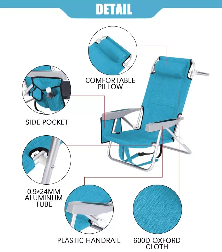 5 Position Adjustable Reclining Lightweight Aluminum Backpack Portable