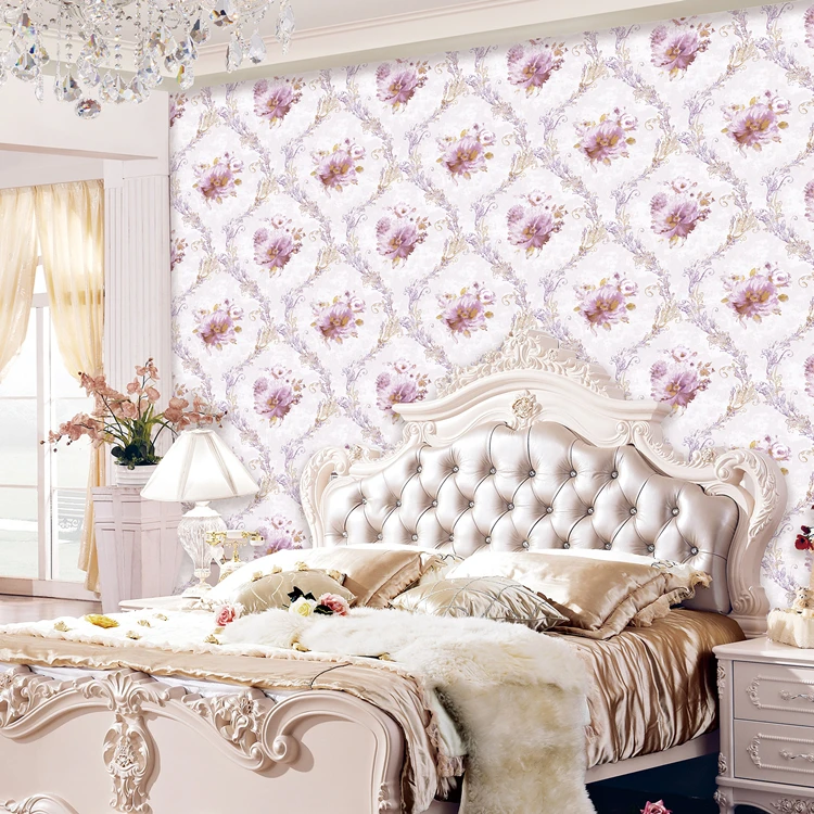 purple damask wallpaper bedroom