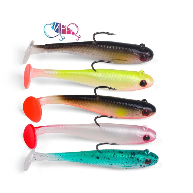 Wholesale 5pcs/bag 7cm/9cm Soft T-Tail Fishing Lure Artificial Bait Wobbler Walleye Perch Bass Pike Paddle Tail Jigging Swimbait