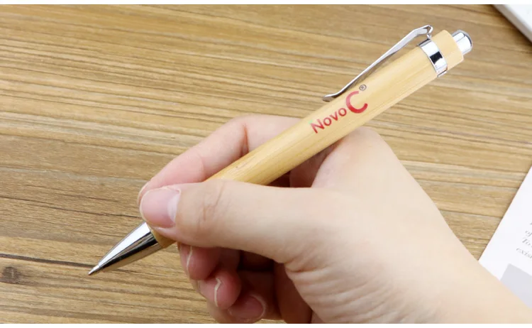 Custom Logo Eco-Friendly Bamboo Wood Ballpoint Pen 1.0mm Writing Width Blue/Black Ink Durable Sustainable Office & School Use