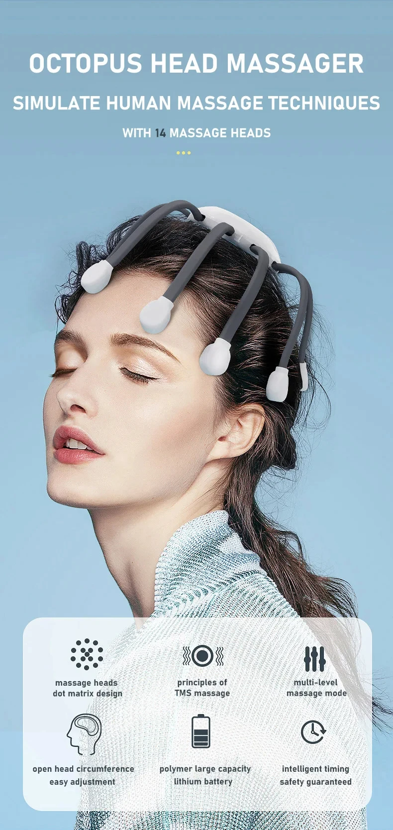 Electric Head Vibration Full Body Relax Scalp Massage Promotes Blood