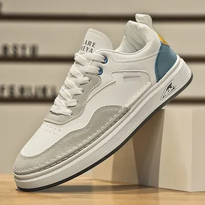 2026 New Trendy Men's Shoes Fashion All-Match Youth Sports Style Casual Artificial Pu Upper Low-Top Lace up Sneakers All Seasons
