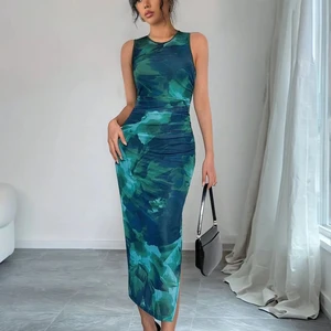 2026 New Spring/Summer Women's Sleeveless Mesh Bodycon Dress  Breathable Slimming Ice Silk Office Dress