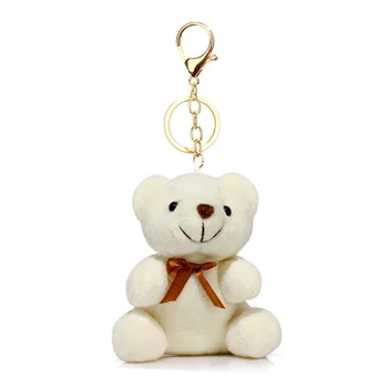 Classical Beige Teddy Bear with Bow-tie Custom Printed Plush Soft Stuffed Keychain Toys