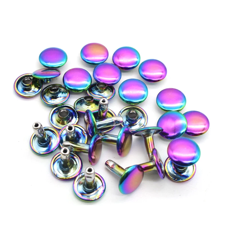 Custom Rivet Snaps Custom 5~12mm Copper/Iron Metal Double Cap Rivets Press Stud Head Snap ...