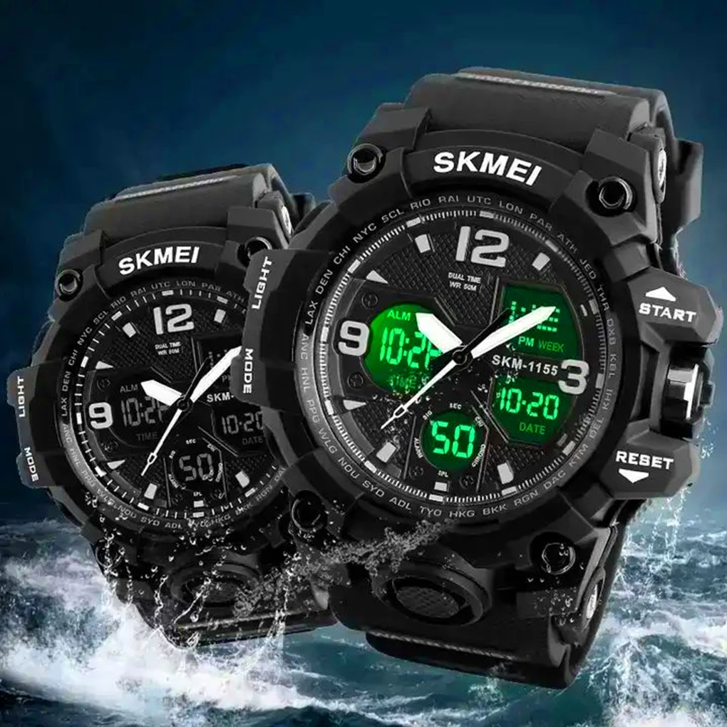 SKMEI Orologio da uomo militare, analogico, digitale, impermeabile