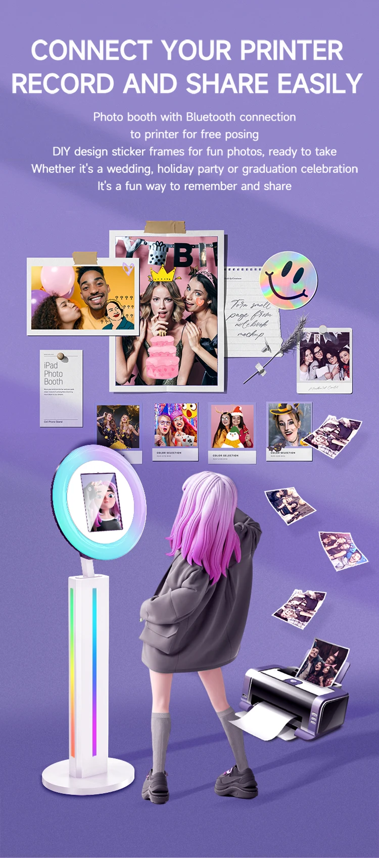 High Quality Handheld Roaming Ipad Photo Booth Selfie Ipad Photo Booth