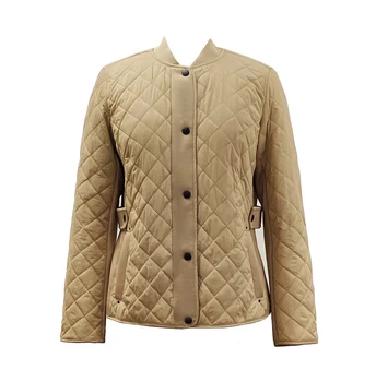 2023 new  women Autumn and winter ponte roma quilted padded spliced stand collar casual jacket OEM  ODM