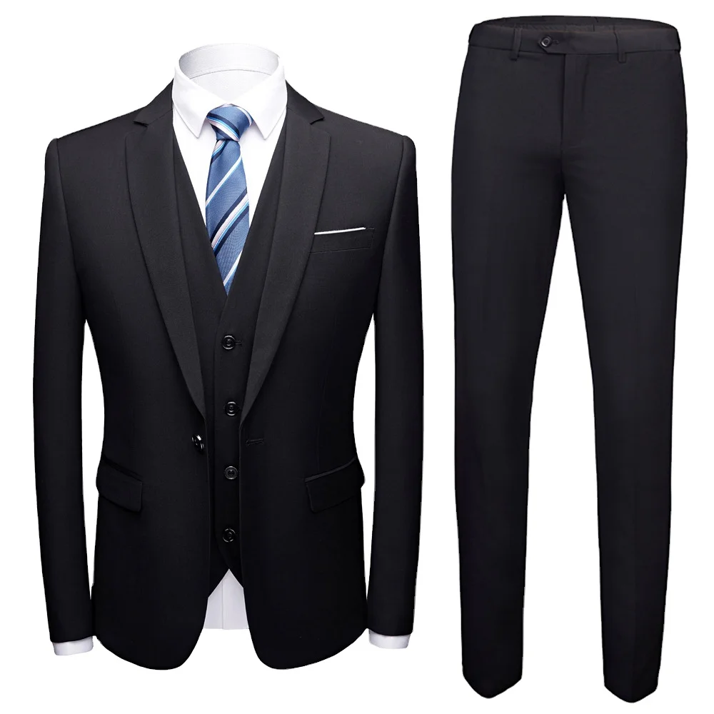 Men Blazers Set 3 Pieces Wedding 2 Suit Elegant Full Pants Design Latest Vest Business 2023 Slim Fit Coat Trousers_voghion.com