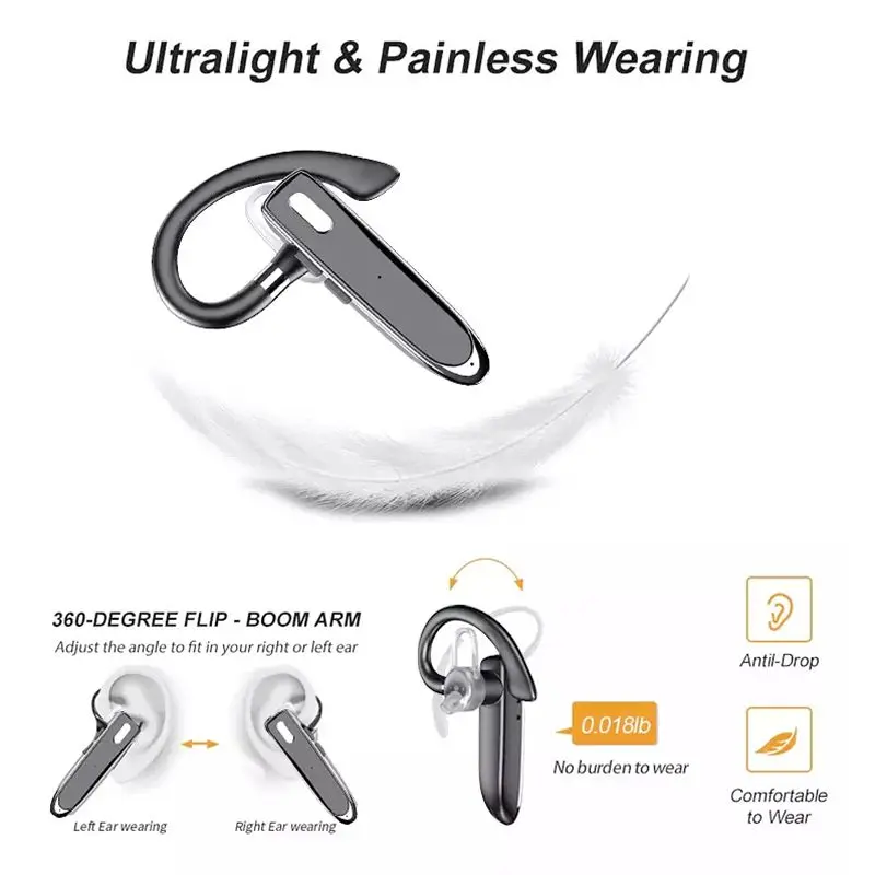 YYK-530 Wireless Bluetooth Earpiece - Noise Canceling, Long