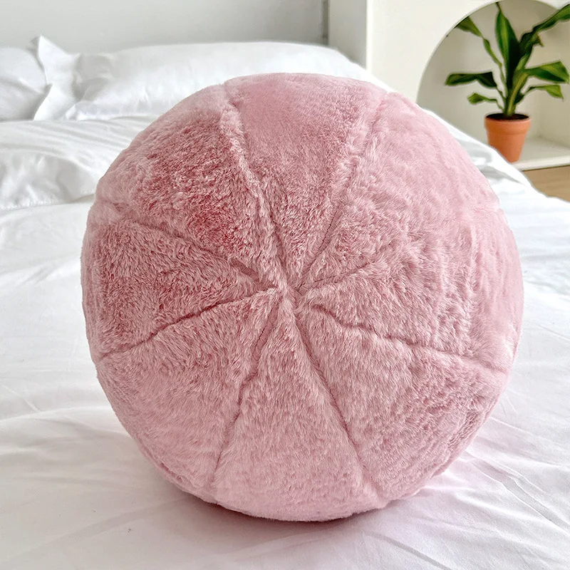 Wholesale New Design Soft Plush Rabbit Fur Round Cushion Hand Knitted Woven Cushion Home Decorative Sofa Pillow details