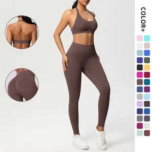 XXL Women's Yoga Suit 2 Piece Set Racerback Crew Neck Seamless High-Waisted Nylon Spandex Breathable Active Stretch Butt Scrunch