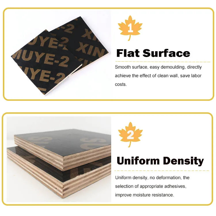 4x8' 20mm Black Film Laminated Marine Plywood Concrete Formwork Film