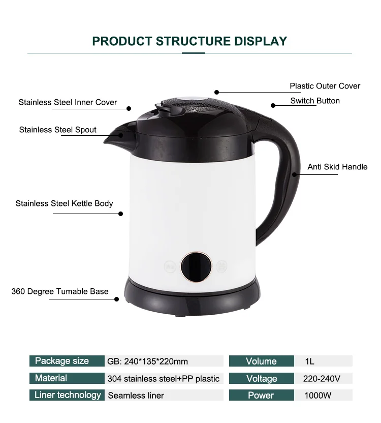 Electric Kettle 1l Temperature Adjustable Electric Kettle Stainless Steel 1000w Buy Electric