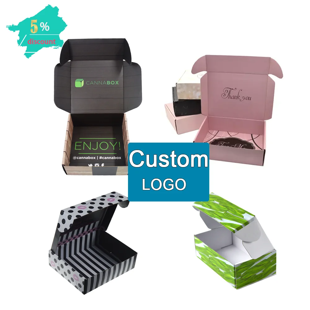 Custom Logo Cardboard Cartons for Cosmetic Set & Clothes Packaging Free Shipping Mailer Black with Embossing Printing Low MOQ