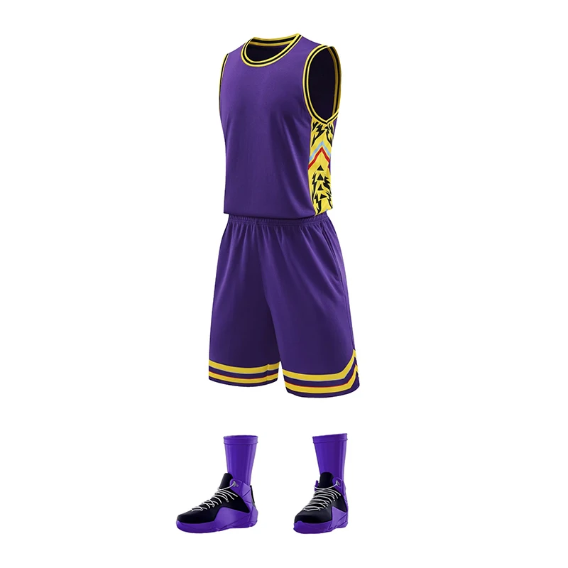 Тайская фиолетовая баскетбольная форма с логотипом на заказ мягкая дышащая майка для мужчин