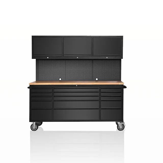 Garage 72 Inch Red Tool Trolley with Drawer and Upper Cabinet