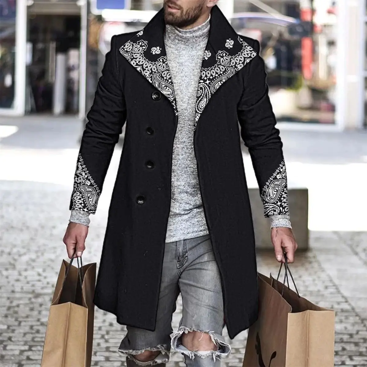 Hot Style Keep Warm Long Single Button Men's Coat For Winter Fall_voghion.com