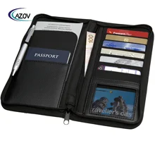 Zipper Around Customized Hot-sale PU Leather Ticket Travel Passport Document Wallet
