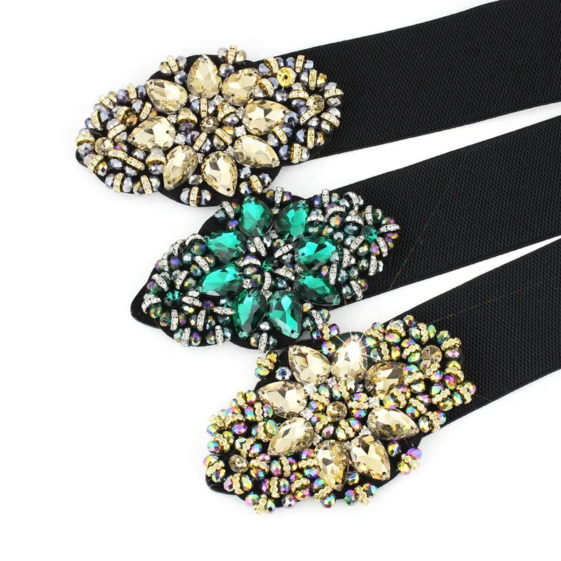 Декоративный пояс для юбки 6,0 см, женский пояс с инкрустацией стразами, эластичный пояс из спандекса для женщин и девушек