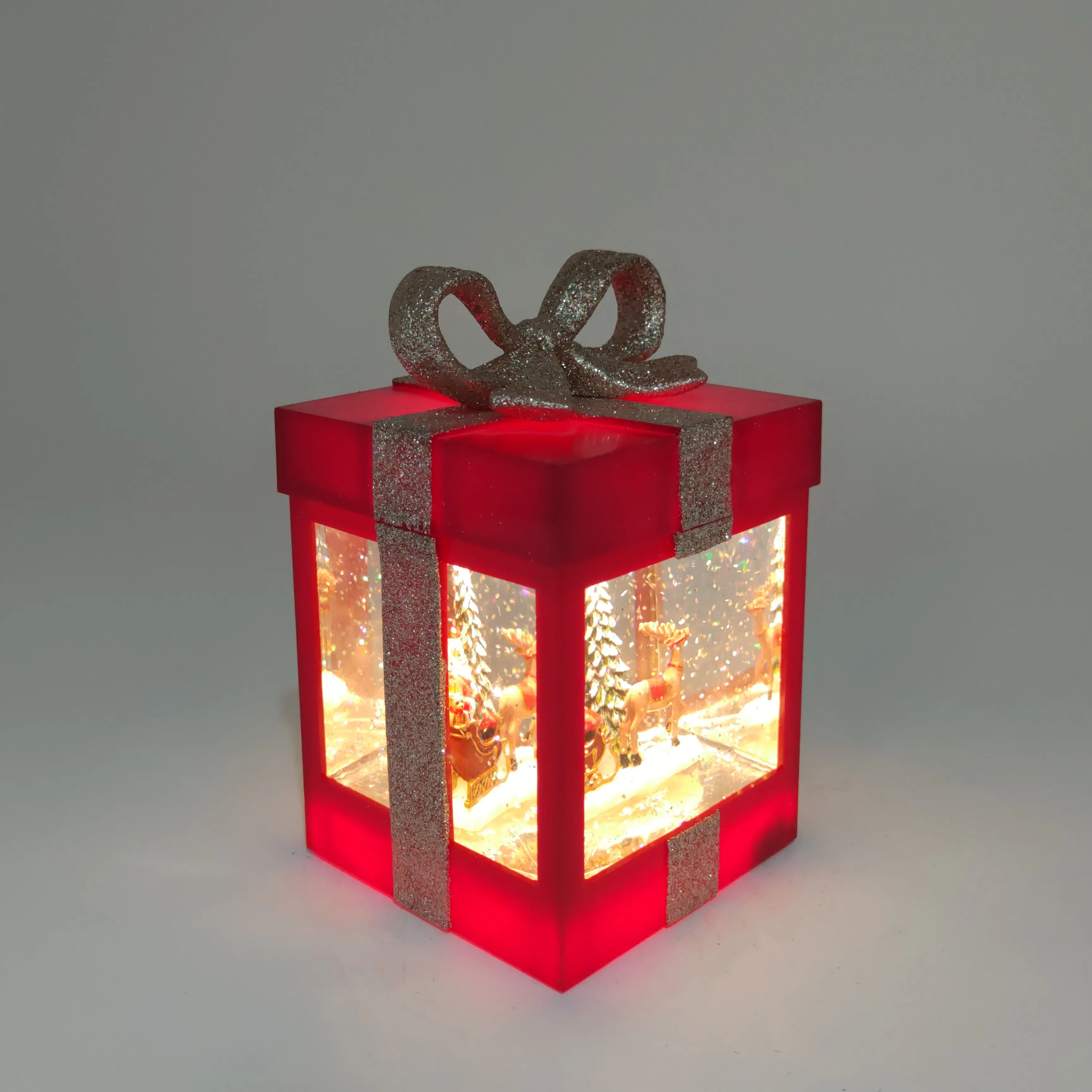 Custom color battery operated LED room night lamp water filling snow musical box Lantern details