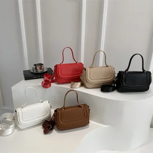 2026 New Style PU Leather Patchwork Ladies Shoulder Bags Wide Strap Saddle Purses for Women Wholesale