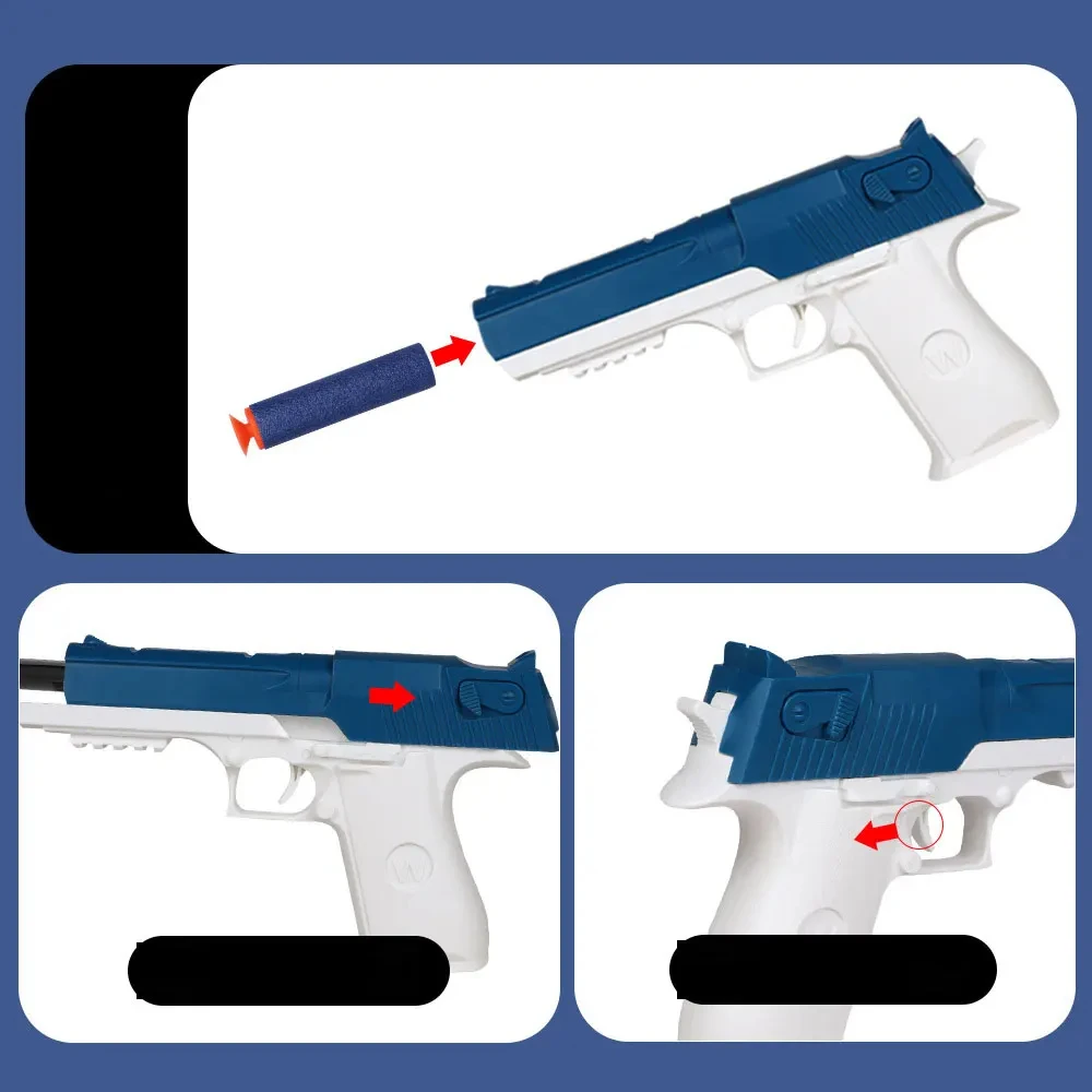 Soft Bullet Toy Gun Shell Ejection Foam Darts Pistol Desert Eagle Airsoft Gun With Silencer for Kid Adult