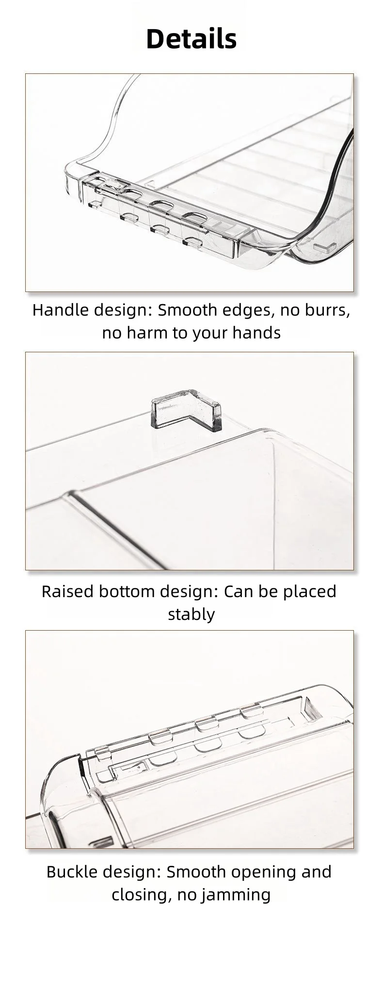 expandable refrigerator food storage box stackabletransparent plastic organizer with adjustable width for home organization-12