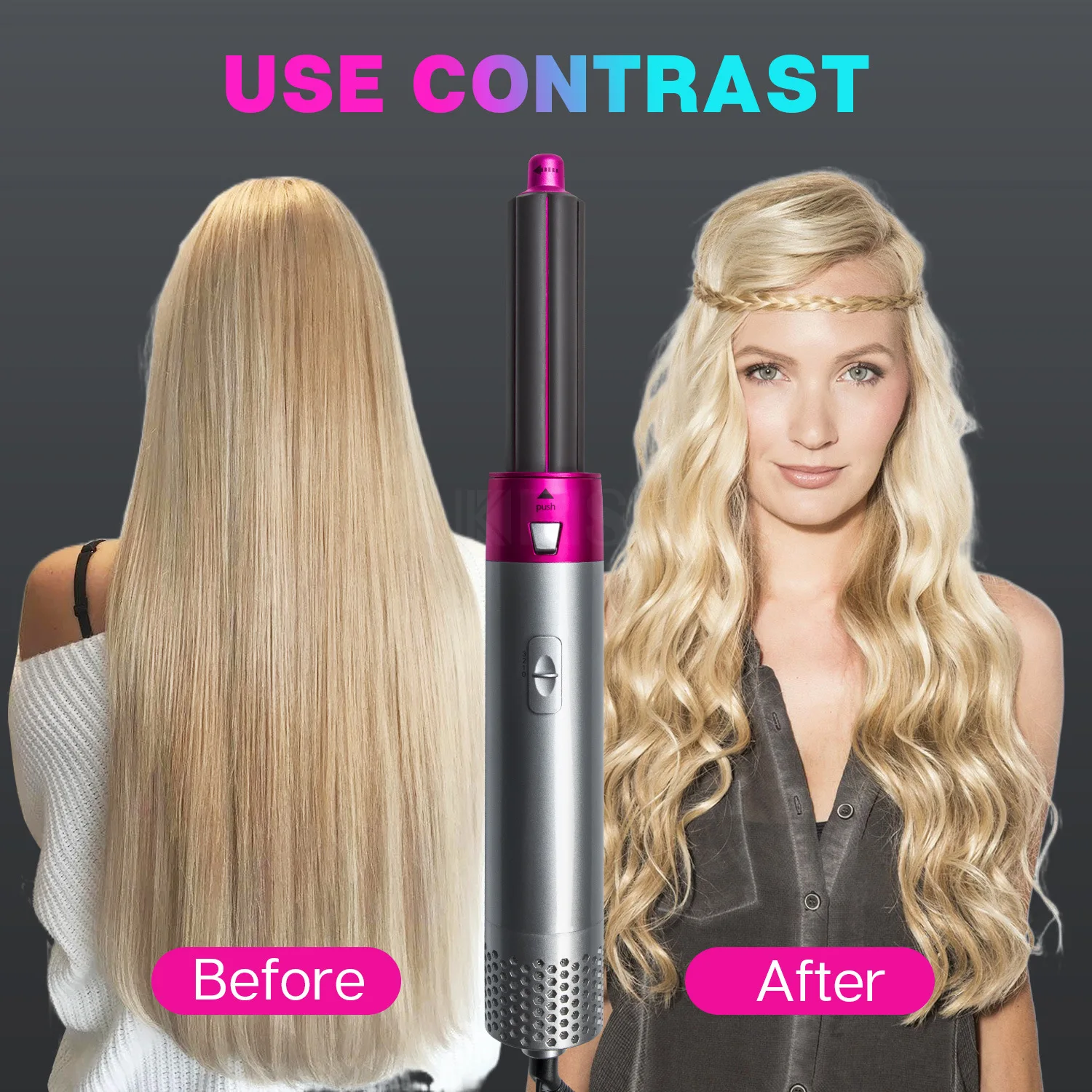 Hot Air Styler Comb Curling Iron Roll Styling Brush Hair Dryer Blow 5 In 1 Rotating Brush With Nozzles 3 Heat Setting.jpg
