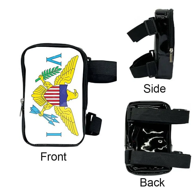 Factory Custom PU Leather Country Flag Thigh Bag for Carnival Outdoor Waterproof Leg Bag Waist Bag