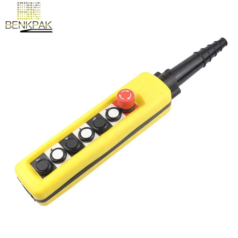 Double Speed Hoist Crane Pendant Control Stations 6 Push Buttons Switch Emergency Stop Circuits Double Insulated Made Plastic