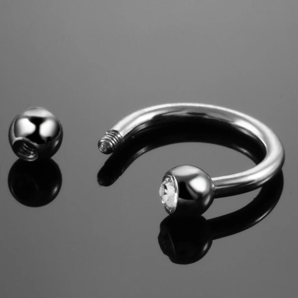 1Pc  Horseshoe Nose Ring Internal Thread Circular Septum Nose Hoop Ball Spike Eyebrow Ear Lip Piercing Body Jewelry