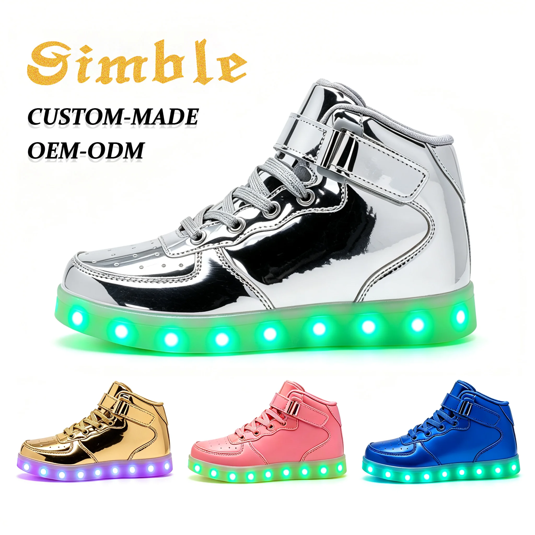 High Quality Uniquely Designed Fashion High Top Shoes Led Sole Light Weight Children Casual Shoes for Kids