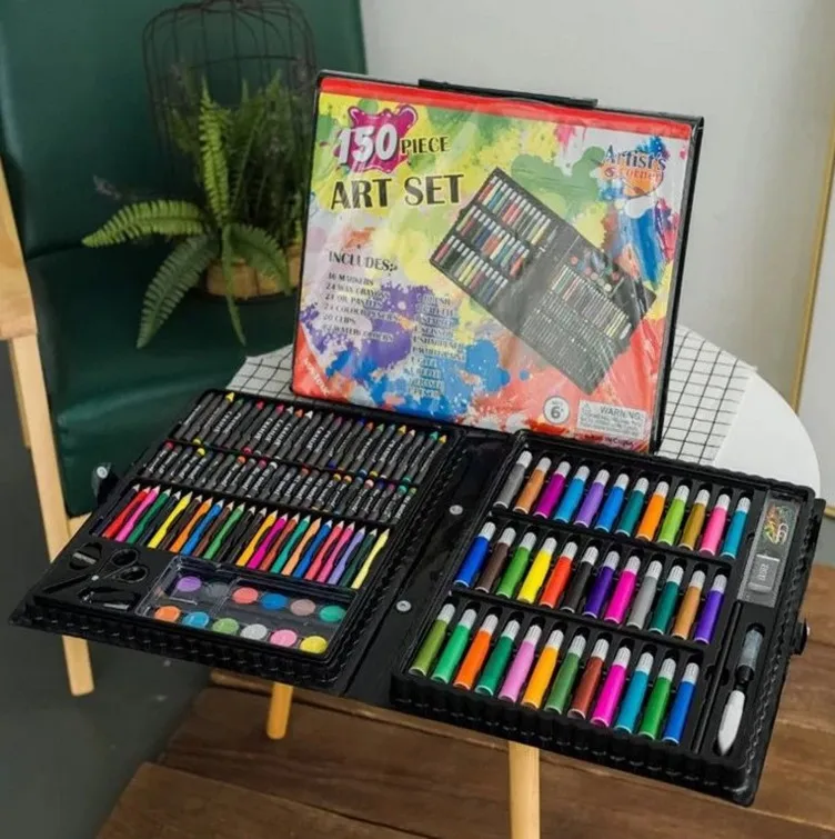 Wholesale 150pcs School Kids Painting Draw Art Set Supplies Stationery Crayons Watercolor Colored Pencils