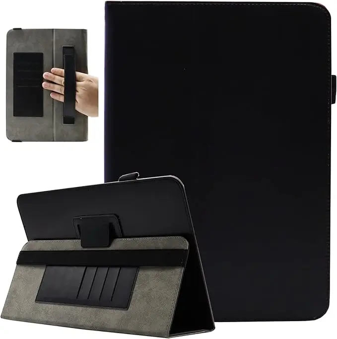 product for tpu business case with anti fingerprint magnetic  foldable folio stand hand strap  card slots for ipad 96 105 inch-2