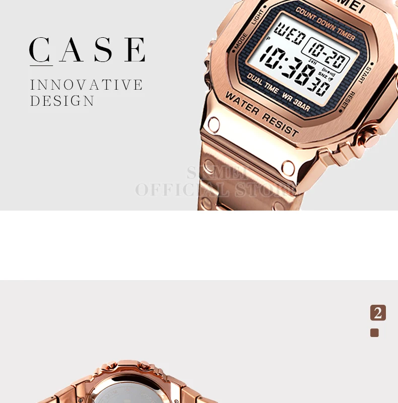 SKMEI  1456 1433 Fashion Digital Watch Men Women Couple Wristwatches 2Time Chrono Watches Waterproof horloges vrouwen mannen