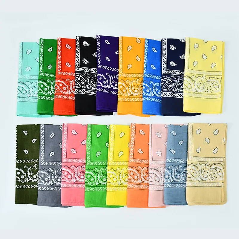 Высококачественный разноцветный 100% хлопковый Многофункциональный индивидуальный спортивный велосипедный бандана шарф с двусторонним принтом квадратный тюрбан узором пейсли